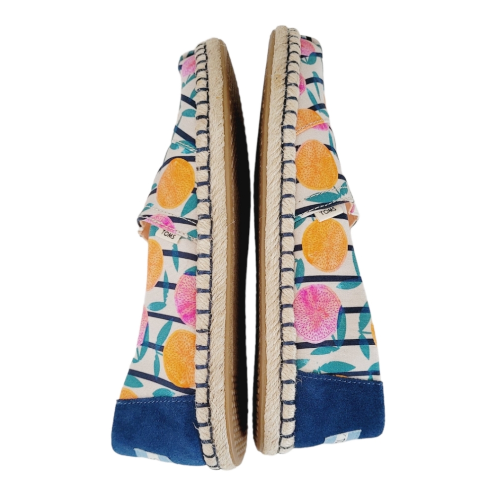 Toms Classic Citrus Oranges Espadrille Stripe Slip On Shoes Size W  7.5 - Picture 3 of 6